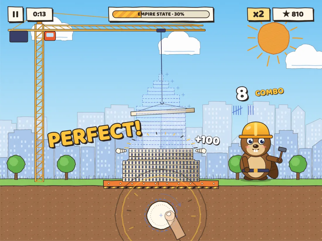 Build to the Beat: a tower rising with a Perfect rating